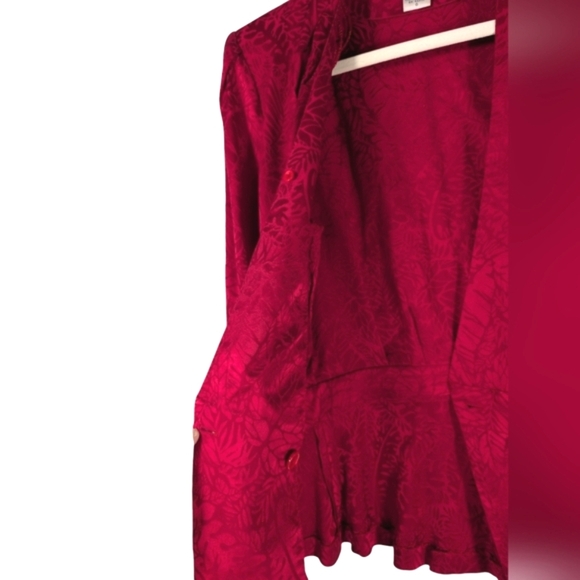 Vintage Argenti 100% Silk Red Skirt Suit Set Size 6 Made in Hong Kong - Picture 8 of 11